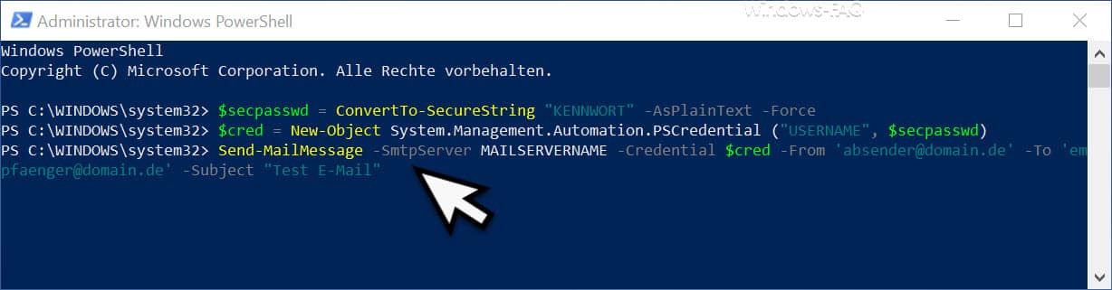 E-Mail per PowerShell versenden mit Authentifizierung am Exchange Server