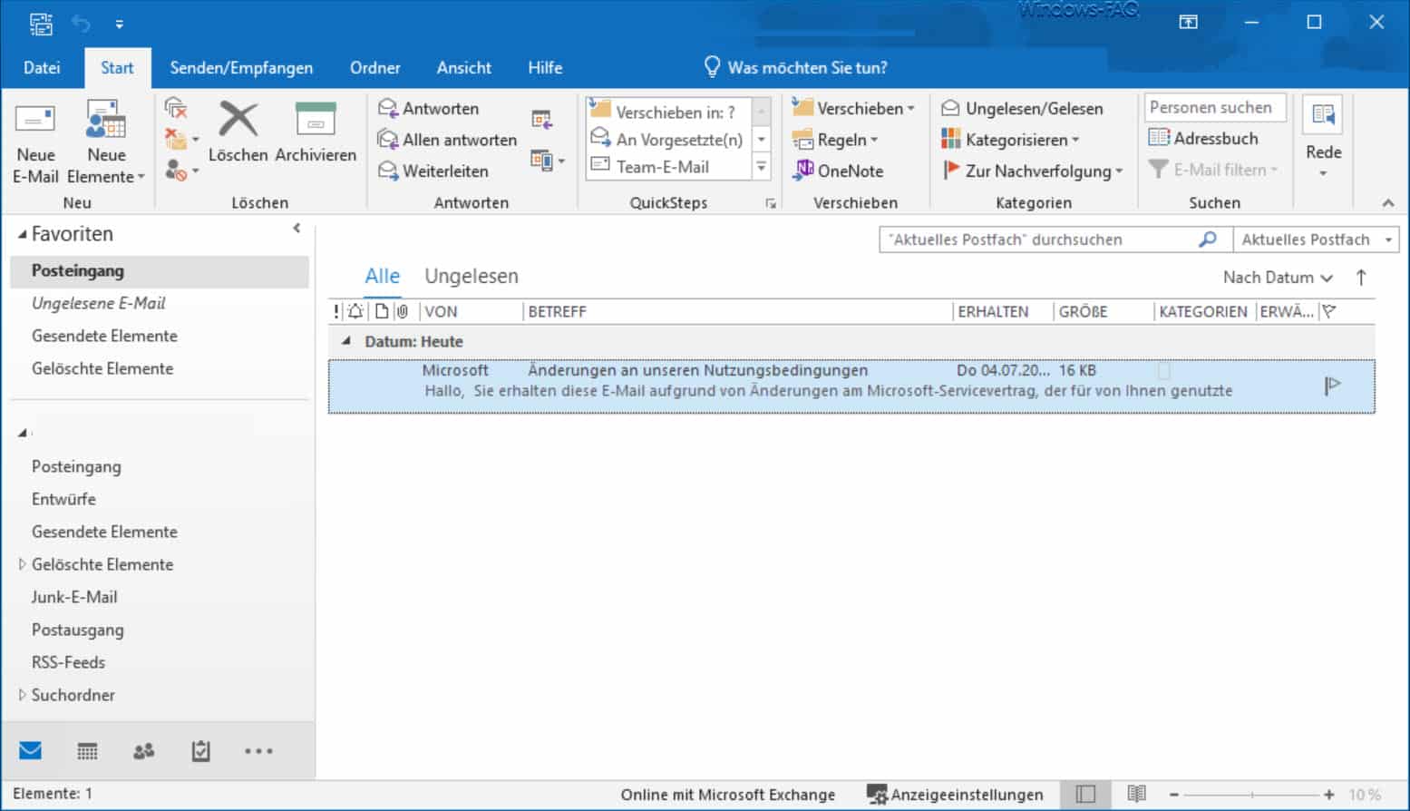 Outlook Farbiger Modus