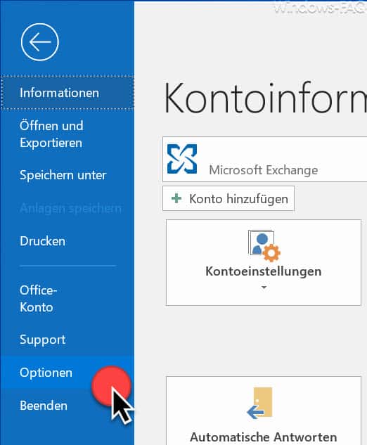 Outlook Optionen