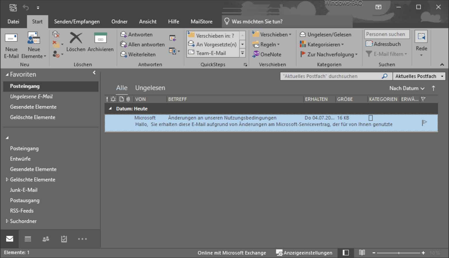 Outlook Theme Dunkelgrau