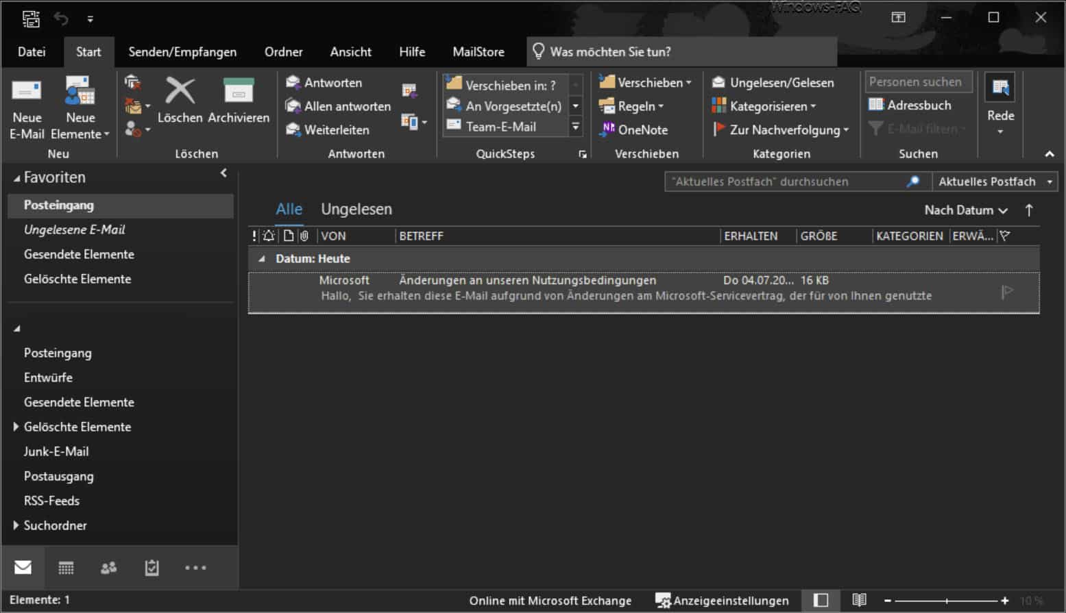 Outlook Theme Schwarz