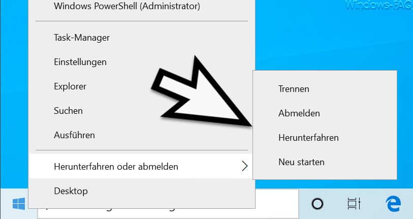 Befehle Herunterfahren, Neu starten, Energie sparen und Ruhezustand aus dem Startmenü entfernen