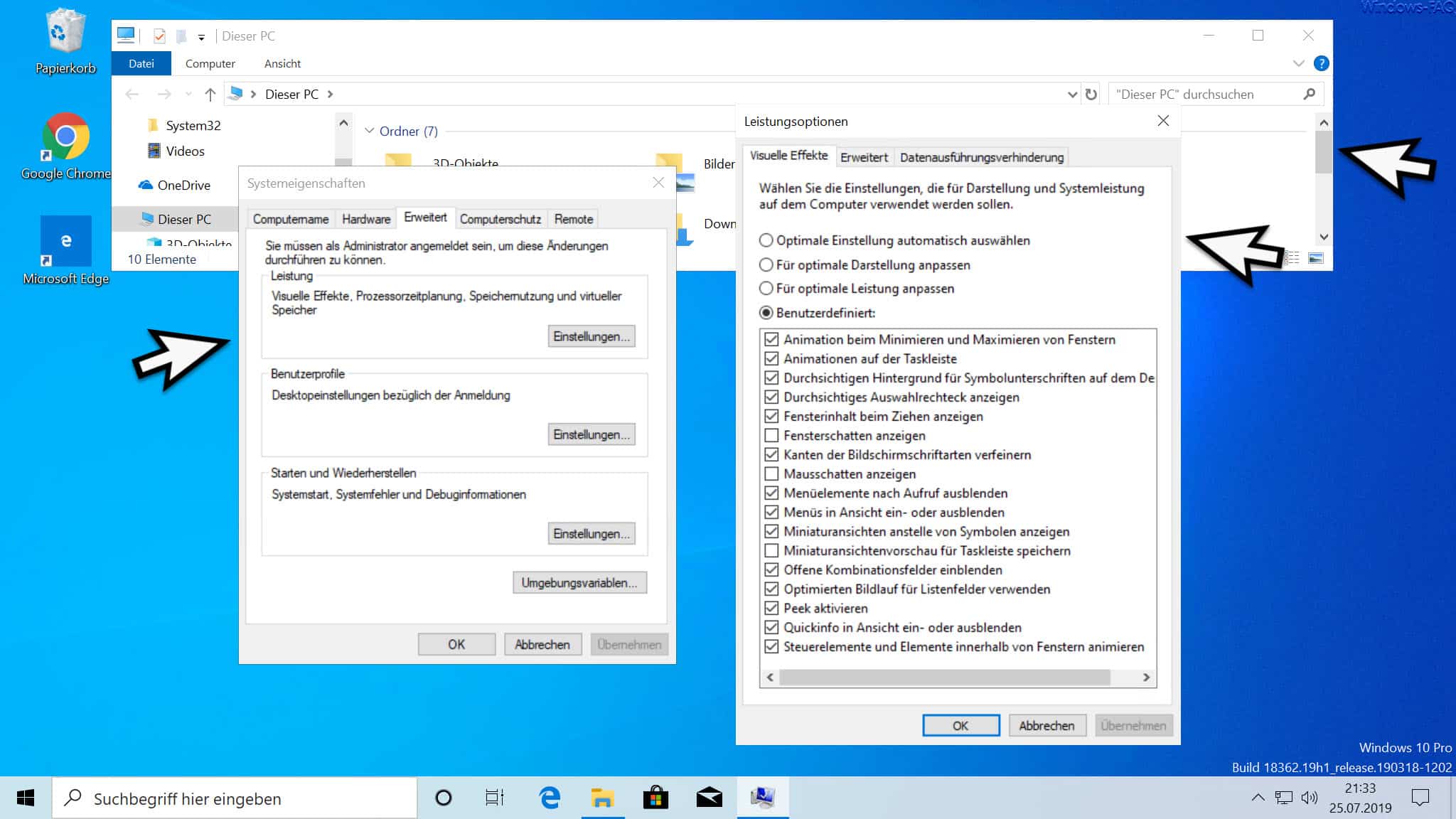 Windows Fensterschatten nicht anzeigen