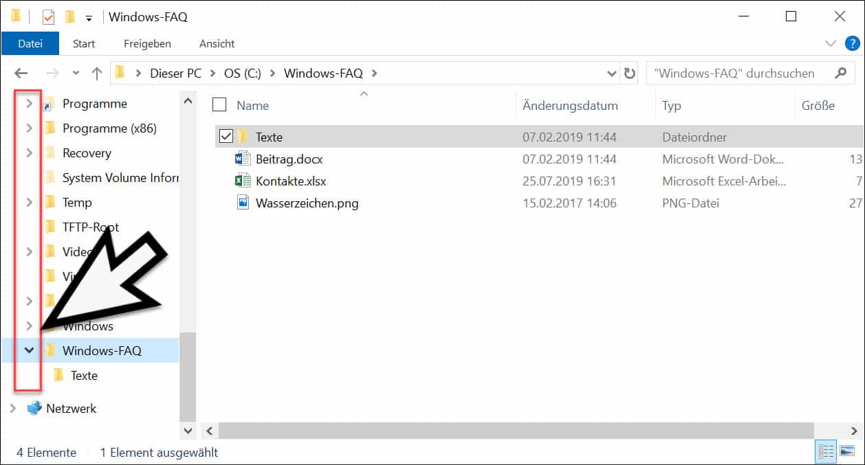 Ordner erweitern WIndows Explorer