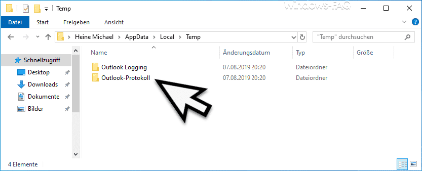 Outlook Logging und Protokoll Verzeichnis