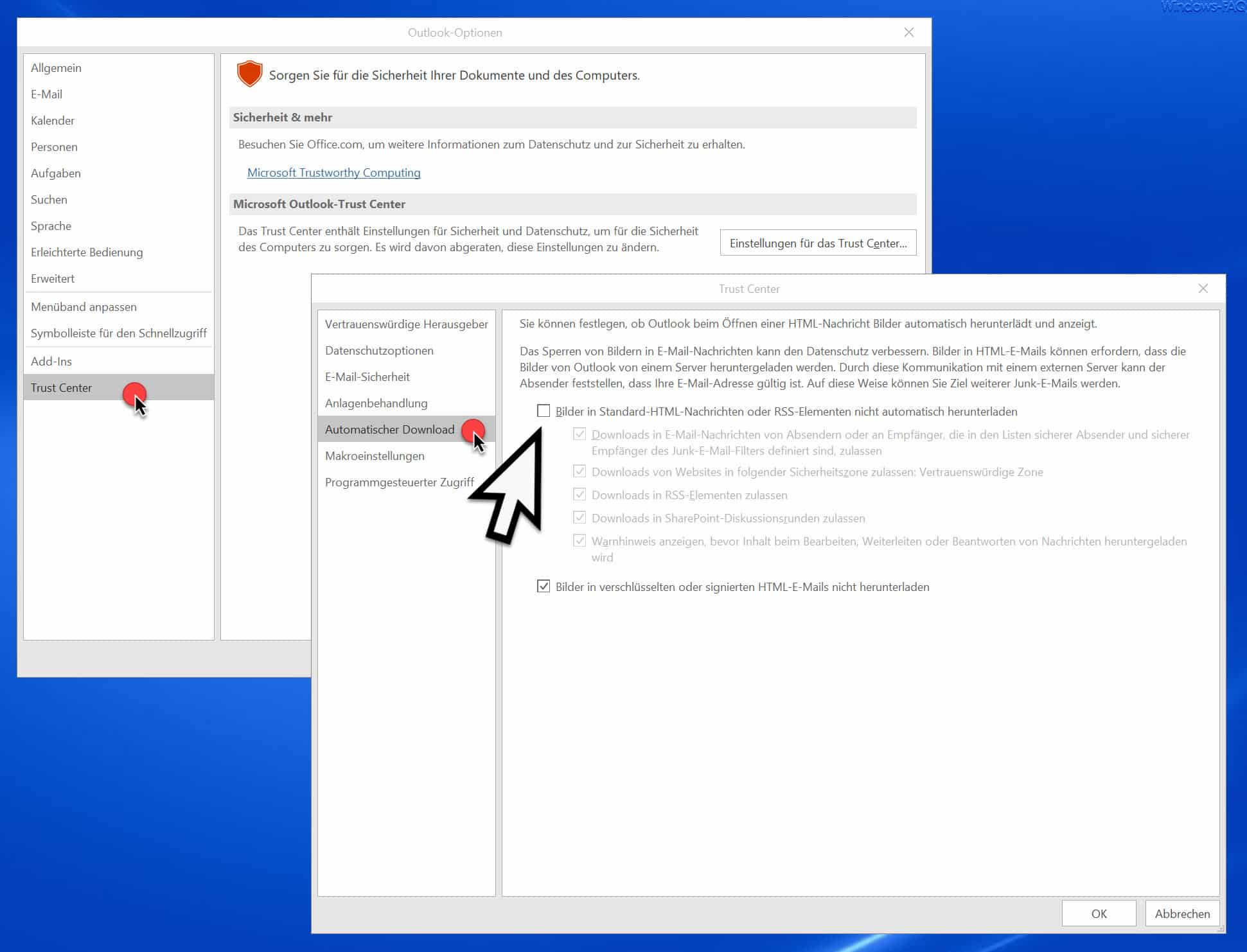 Integrierte Bilder in E-Mails werden im Outlook nicht angezeigt