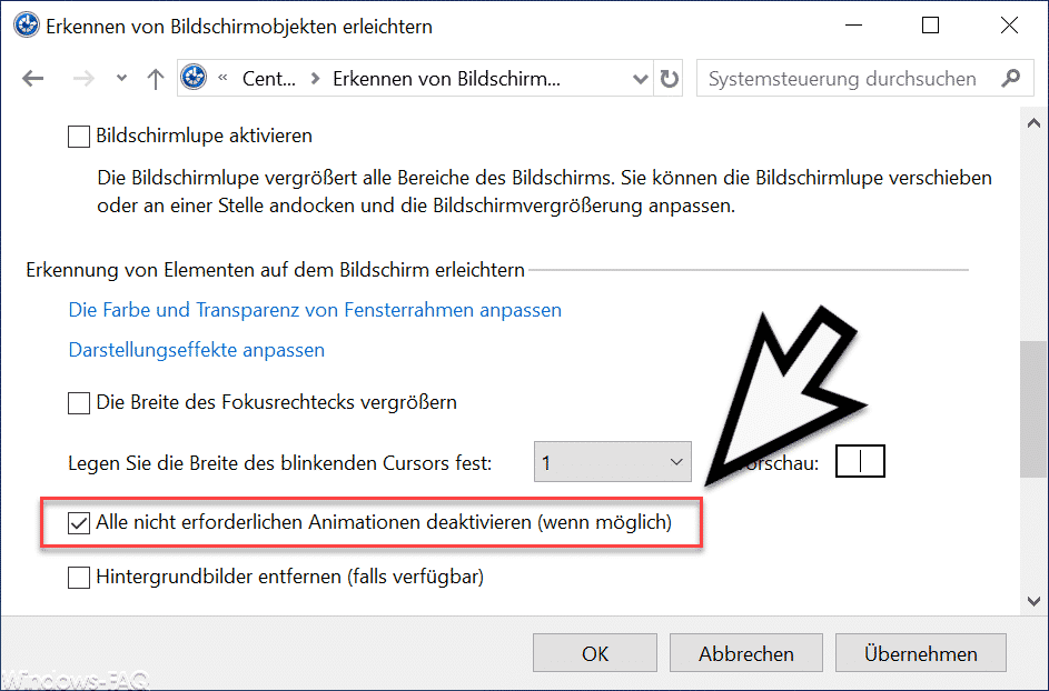 Alle nicht erforderlichen Animationen deaktivieren
