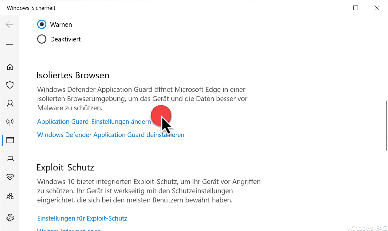 Application Guard-Einstellungen ändern