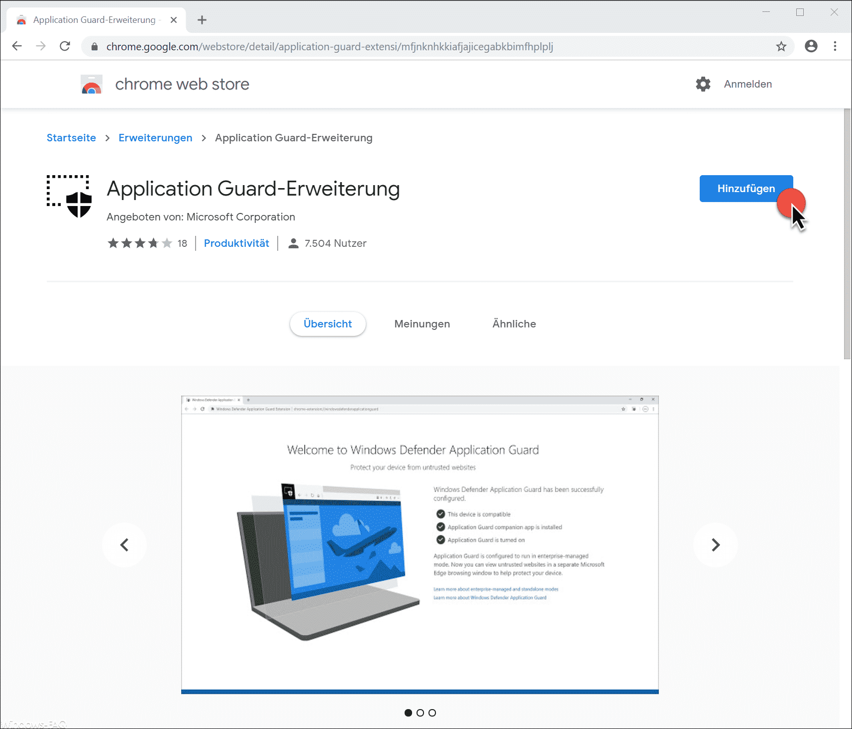Application Guard-Erweiterung