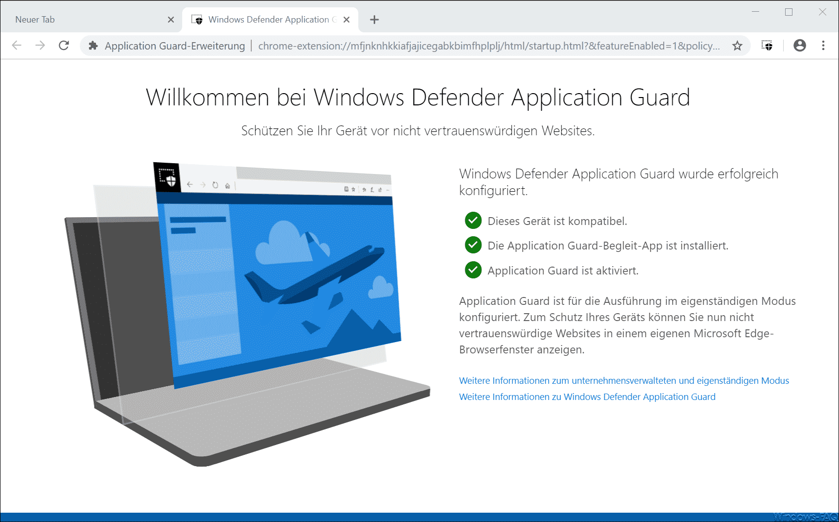Application Guard Erweiterung für Google Chrome installieren