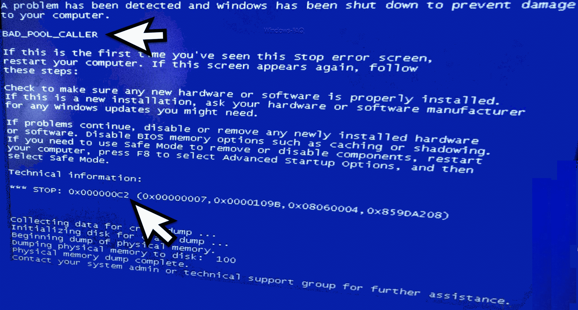 BlueScreen Stopcode BAD_POOL_CALLER 0x000000C2