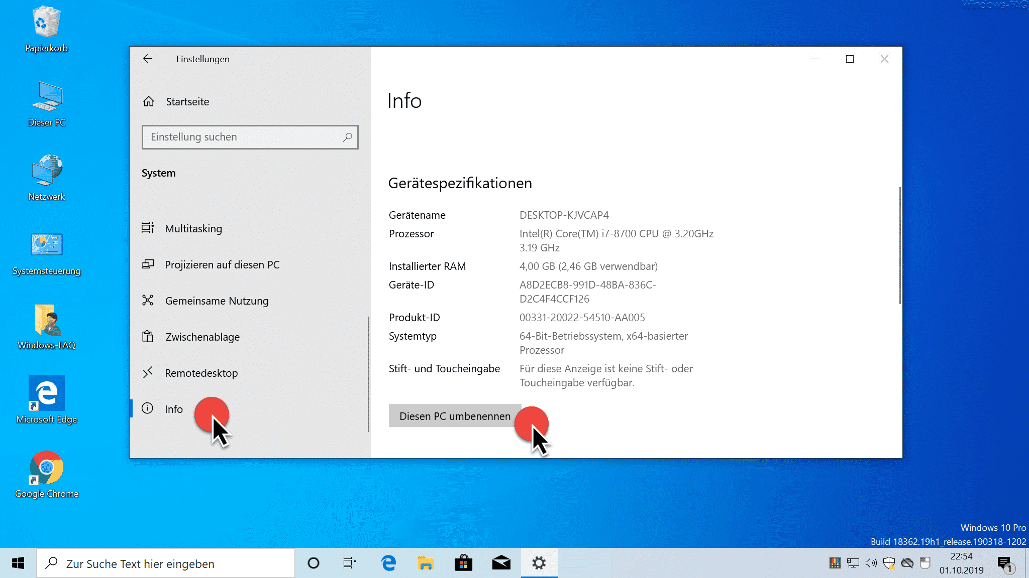 Diesen PC umbenennen