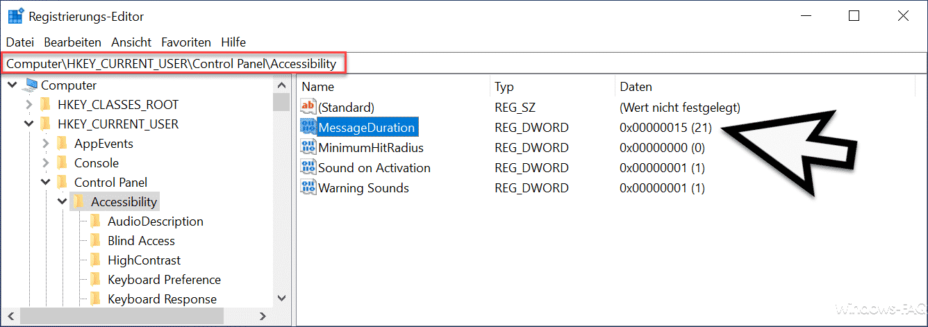 Dauer der Nachrichten des Windows 10 Infocenters per Registry anpassen