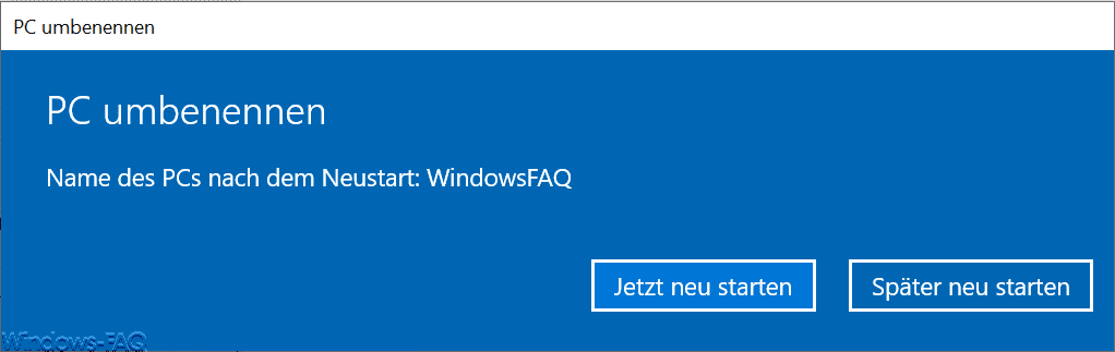 Name des PCs nach dem Neustart
