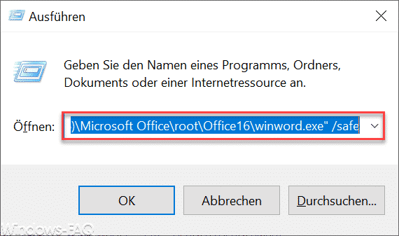 Parameter von Microsoft Word 2016