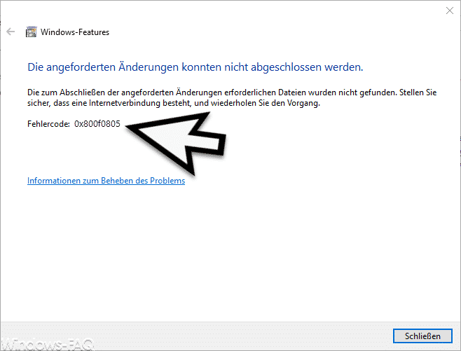 0x800f0805 Fehlercode beim Installieren von .Net Framework oder anderen Windows Features