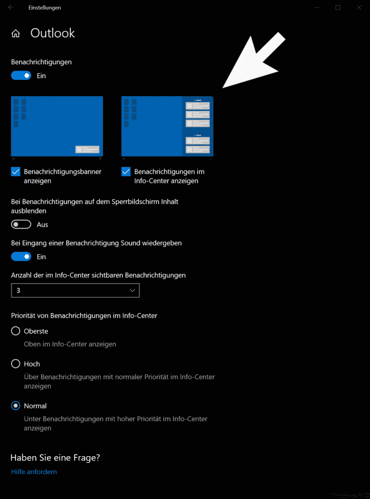 Benachrichtigungen pro App festlegen bei WIndows 10 1909