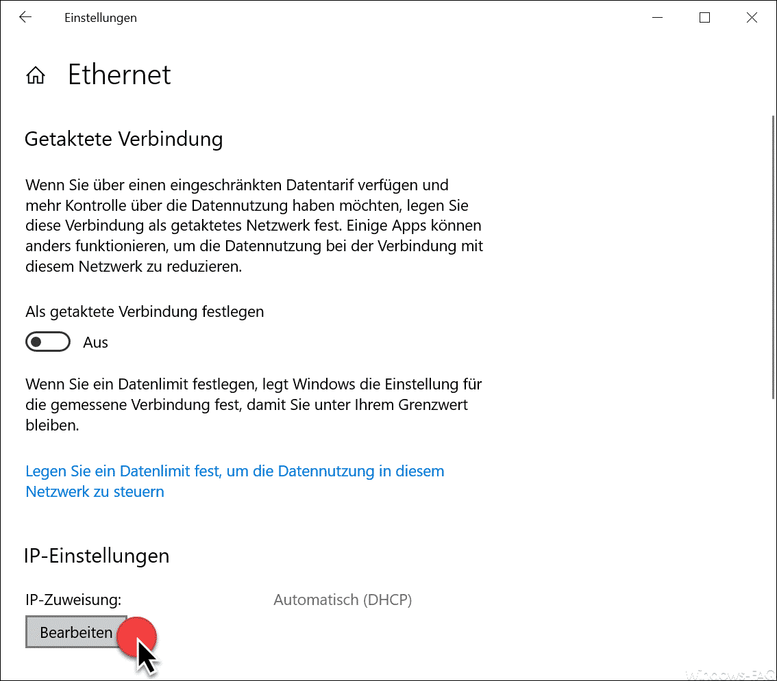 Ethernet IP-Einstellungen