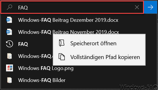 Suchfunktion im Explorer verbessert bei Windows 10 Version 1909