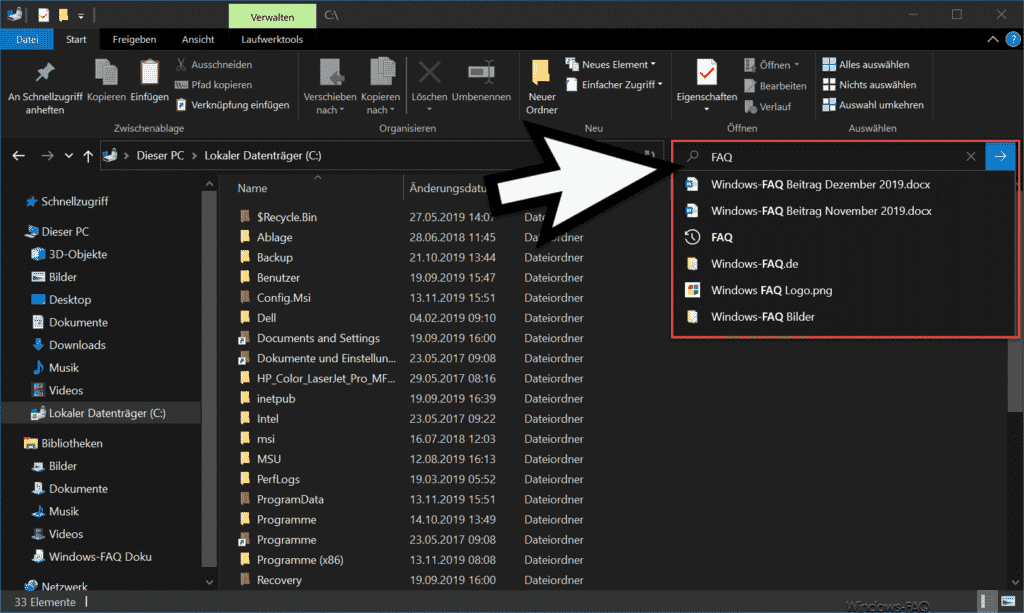 Explorer Suchfeld Windows 10 1909