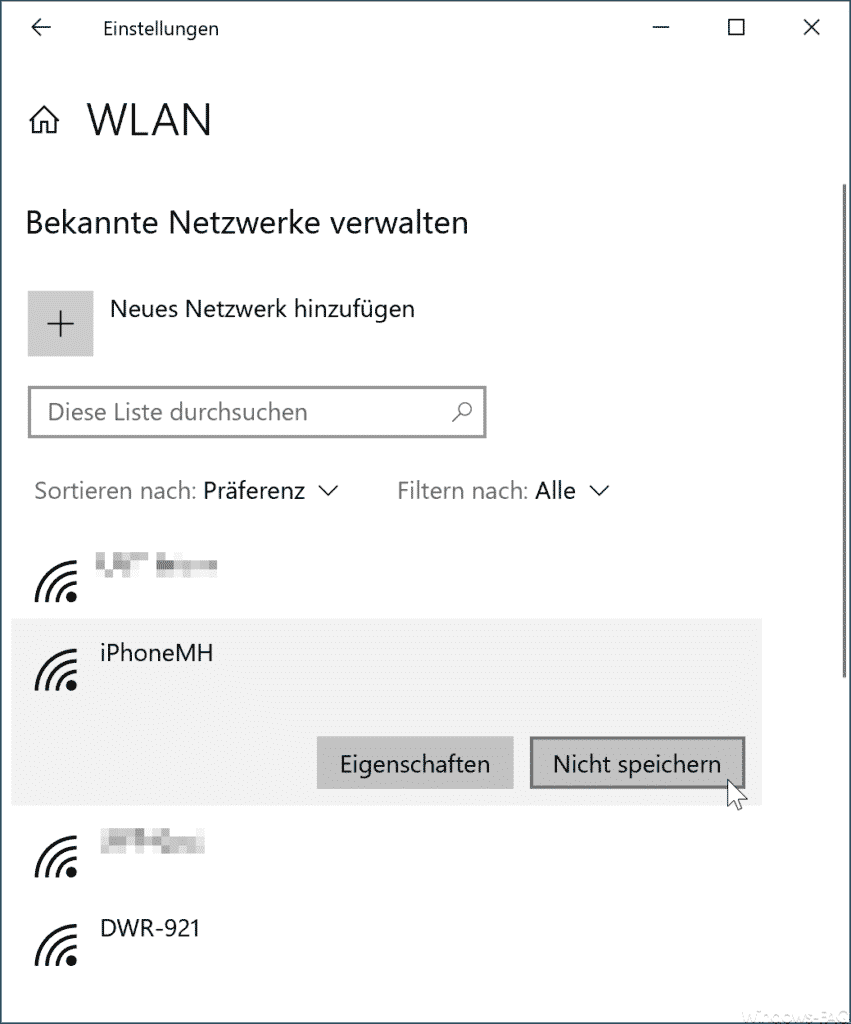 WLAN nicht speichern