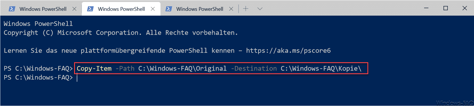Copy-Item Ordner kopieren