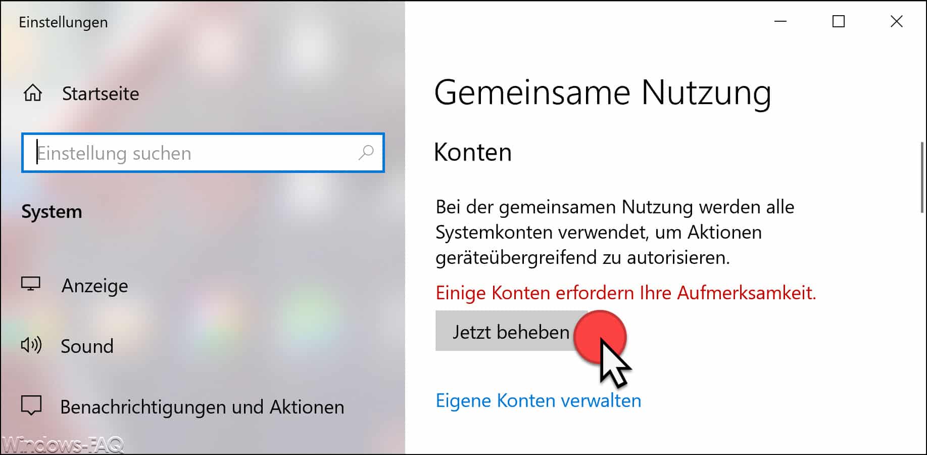 Einige Konten erfordern Ihre Aufmerksamkeit