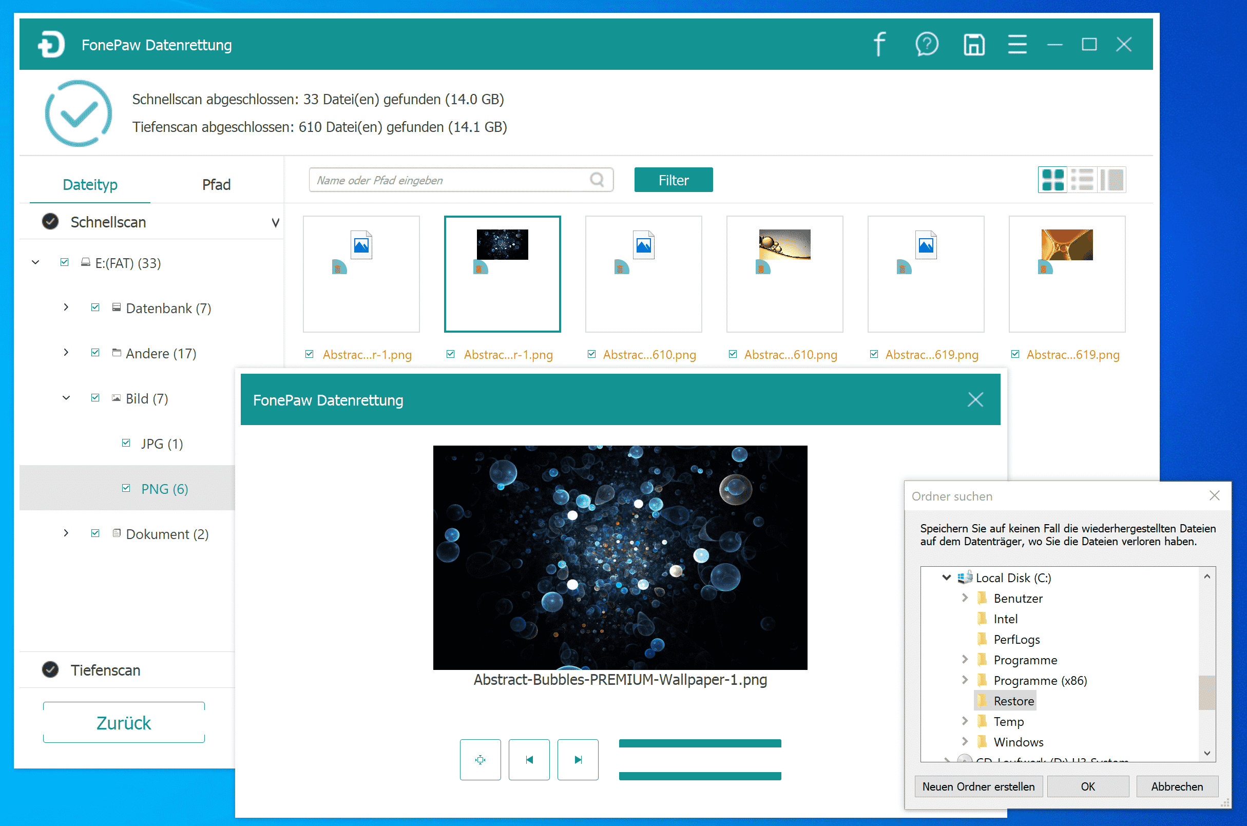 Datenrettung gelöschter Dateien oder formatierter Datenträger mit FonePaw