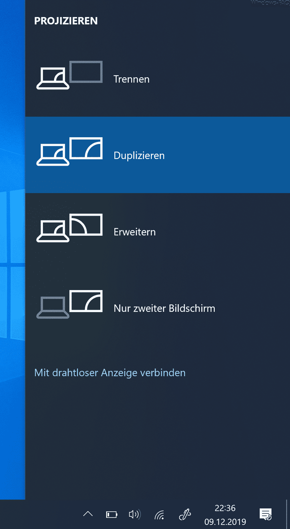 Projektionsmodus ändern für TV Anzeige