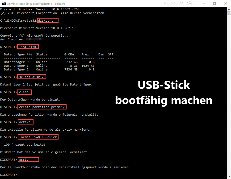 USB Stick bootfähig machen