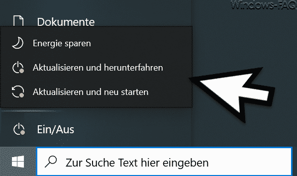 Geändertes Ein/Aus Symbol bei ausstehenden Windows Updates bei Windows 10