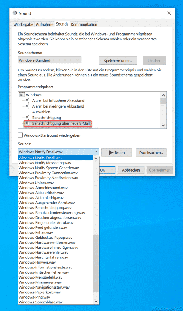 Sound - Benachrichtigung über neue E-Mail