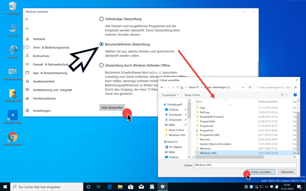 Benutzerdefinierte Überprüfung Windows-Sicherheit
