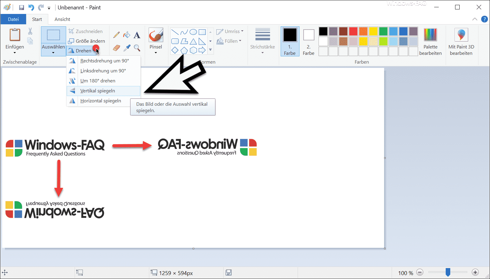 Bilder ganz einfach horizontal oder vertikal spiegeln mit Microsoft Paint