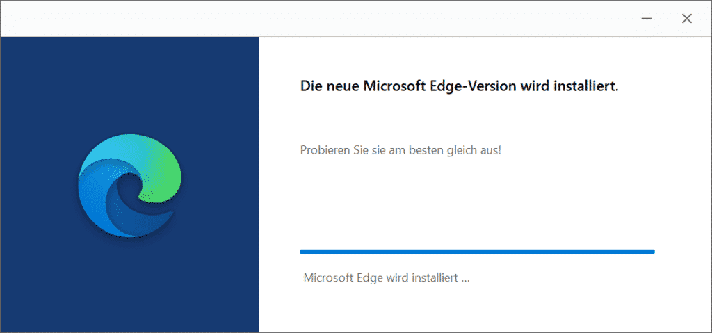 Die neue Microsoft Edge-Version wird installiert