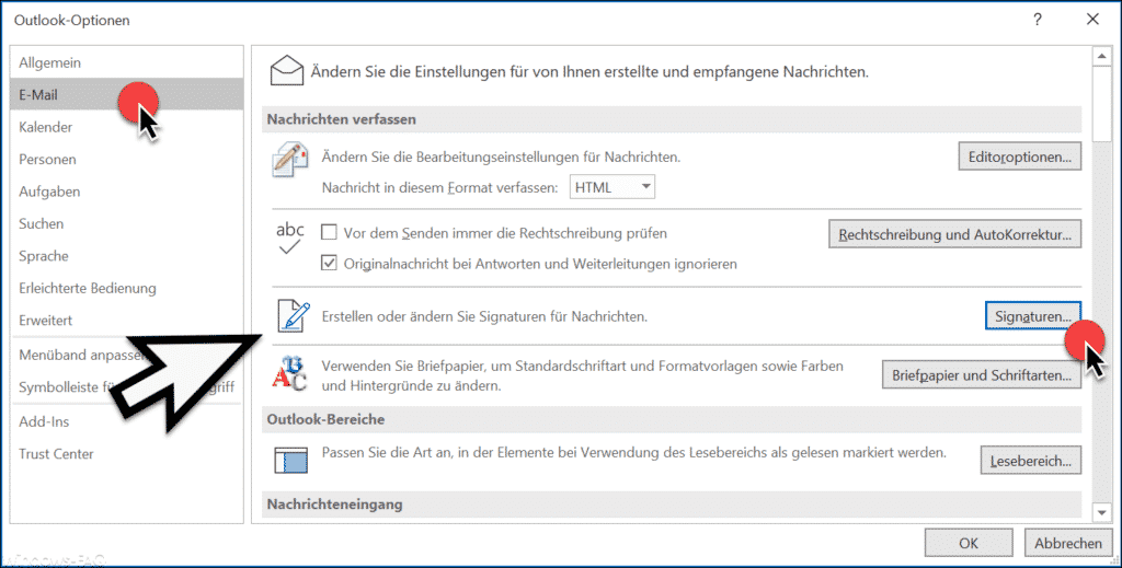 Outlook Optionen Signaturen