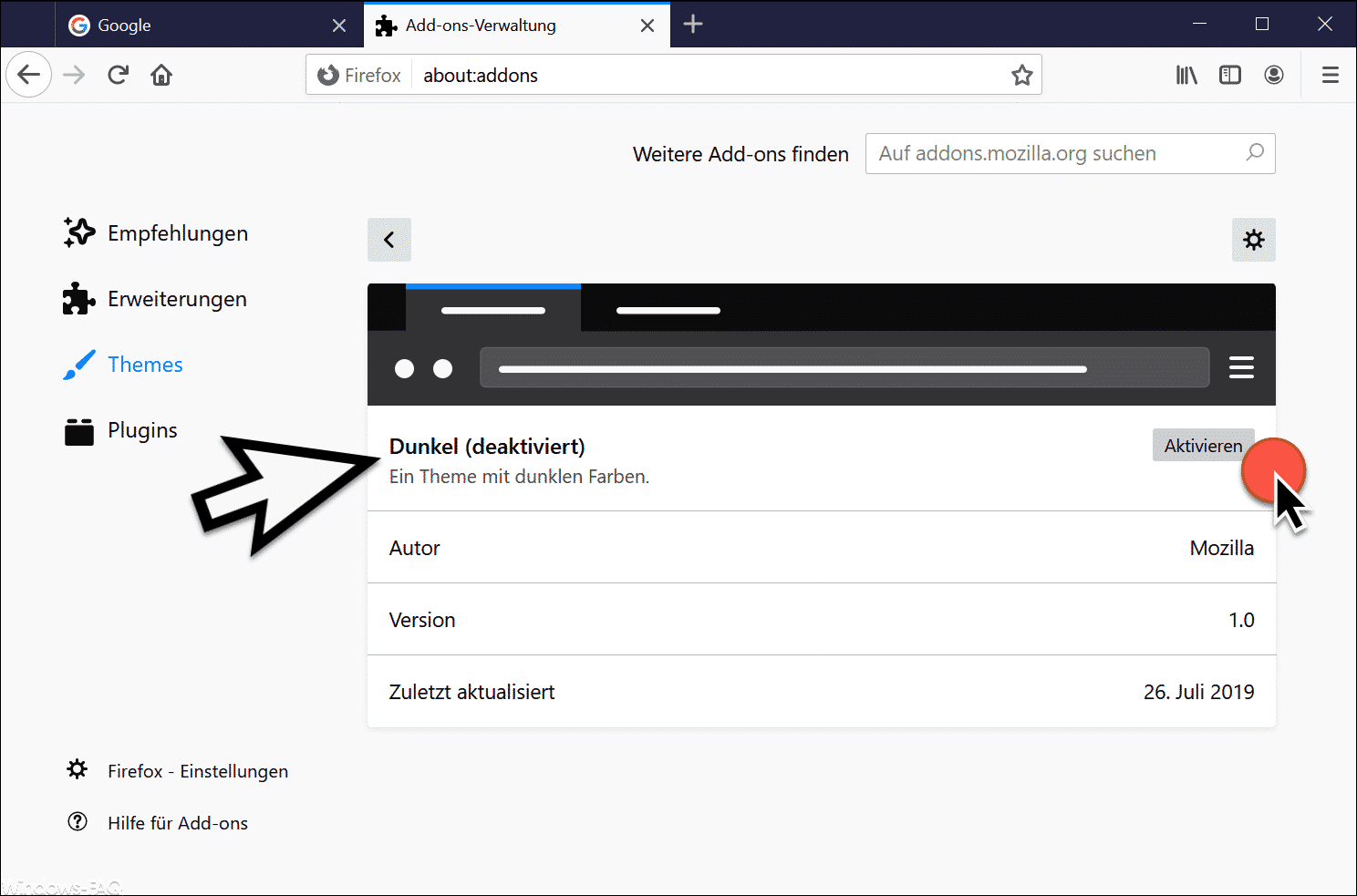 Firefox Dark Theme aktivieren (Dunkler Modus)