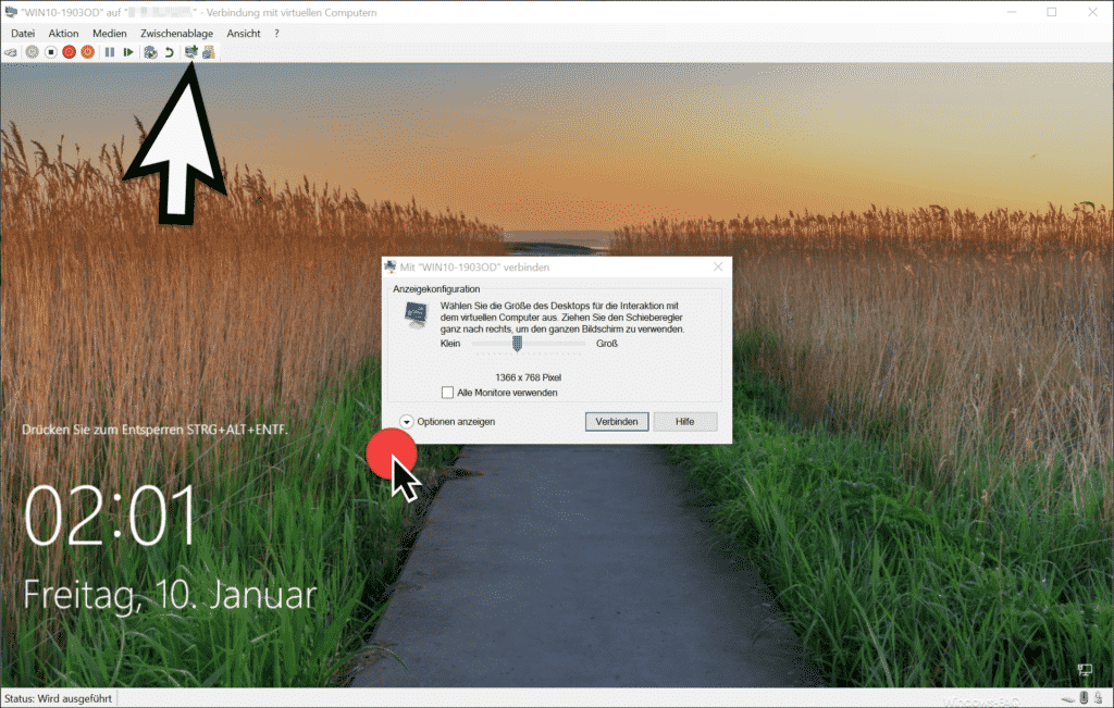 Erweiteren Sitzungsmodus unter Hyper-V aktivieren
