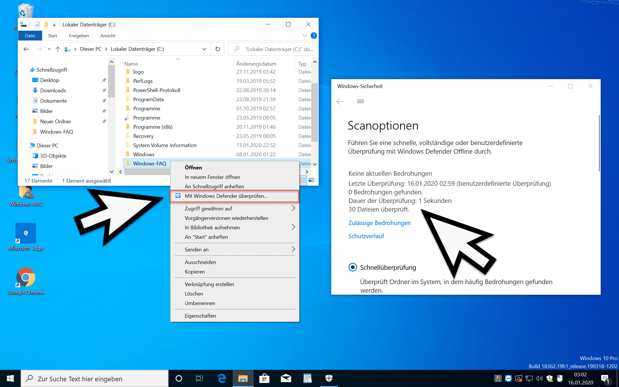Mit Windows Defender den Inhalt eines Ordners auf Gefahren überprüfen (Windows-Sicherheit)