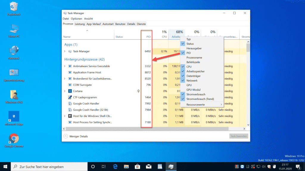 PID Windows Task Manager