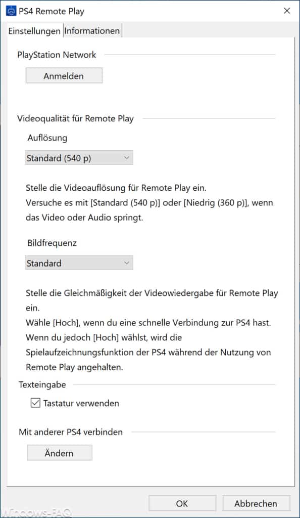 PS4 Remote Play Einstellungen Windows