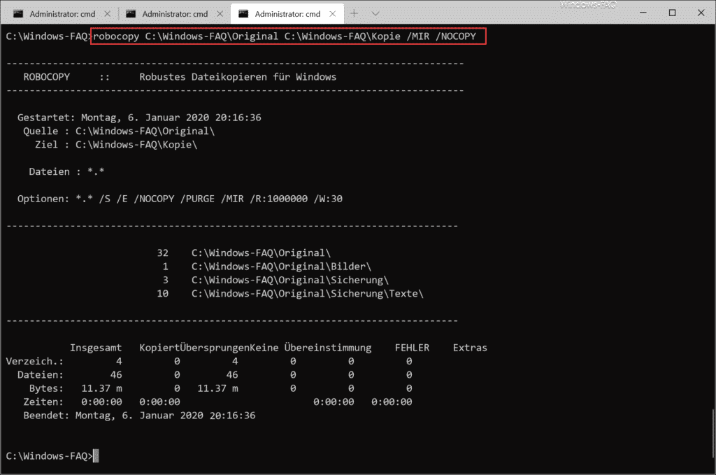 Ordner-Struktur mit Robocopy kopieren