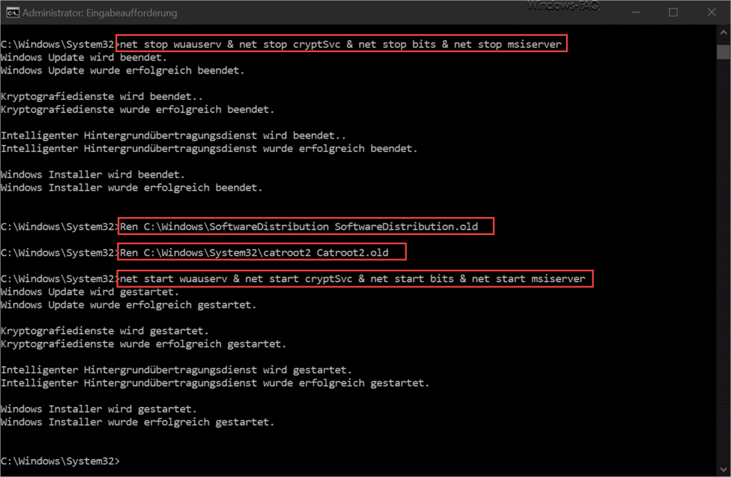 SoftwareDistribution & Catroot2 Ordner umbenennen