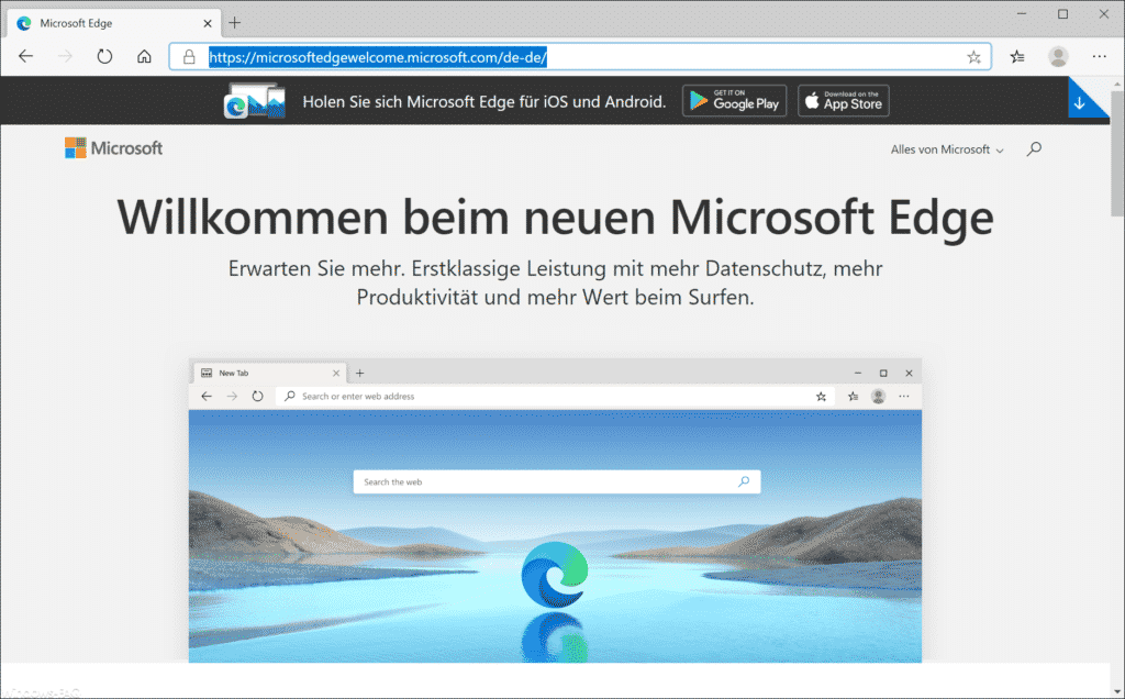 Willkommen beim neuen Microsoft Edge