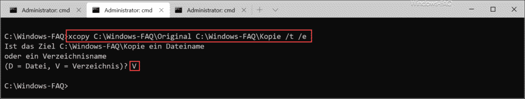 xcopy Dateistruktur Verzeichnis