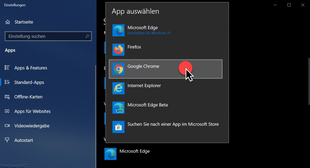 App auswählen Google Chrome
