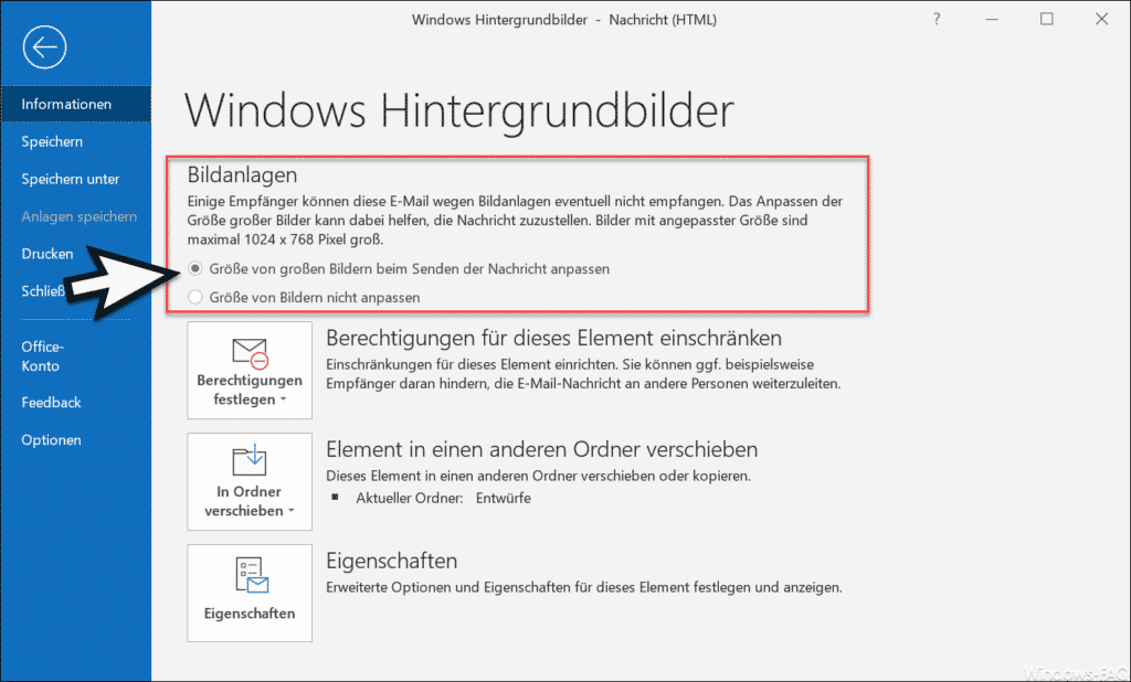 Bildanlagen im Outlook verkleinern
