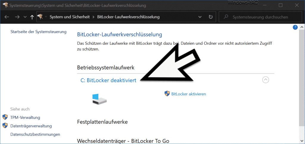 Bitlocker deaktiviert