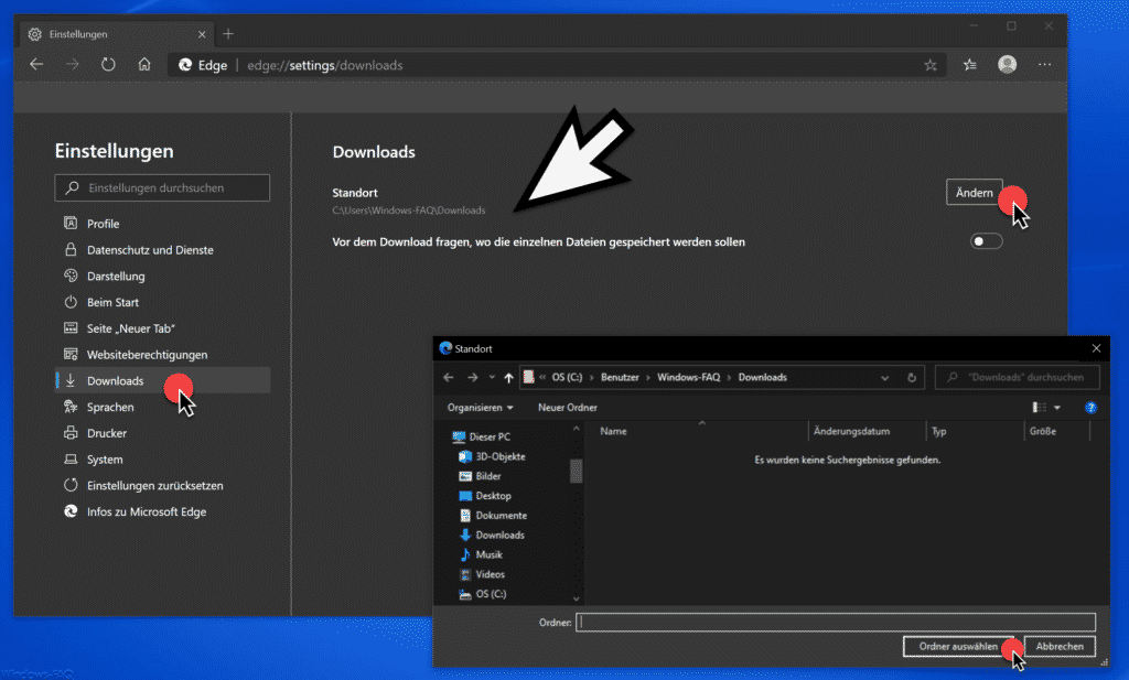 Edge Chromium Download Ordner ändern