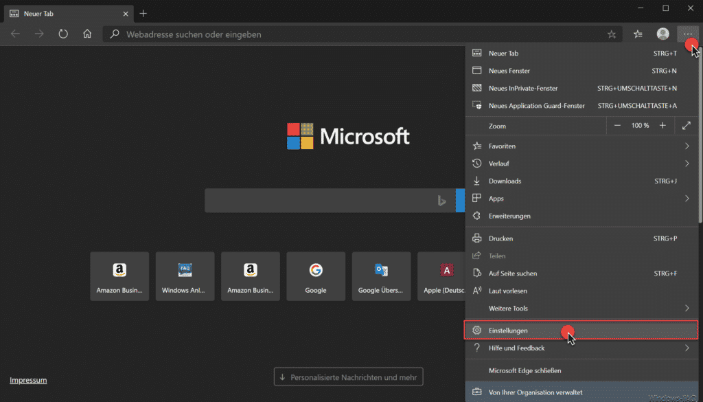 Edge Chromium Einstellungen aufrufen